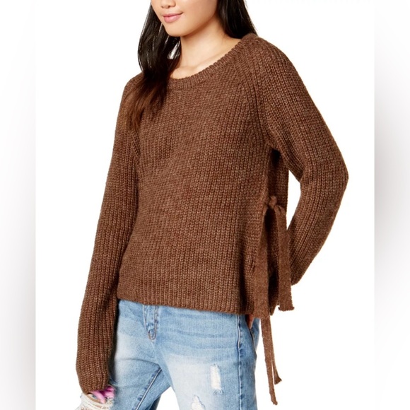ASTR The Label Brown Lexie Side Tie Chunky Sweater Wool Blend‎ - Picture 1 of 10